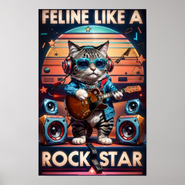 Poster Feline comme une rock star (Devant)