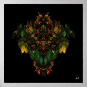 Poster Feline homme en feuille