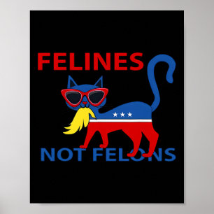 Poster Felines Not Felons Drôle Kamala Chat Lady Avec Tru