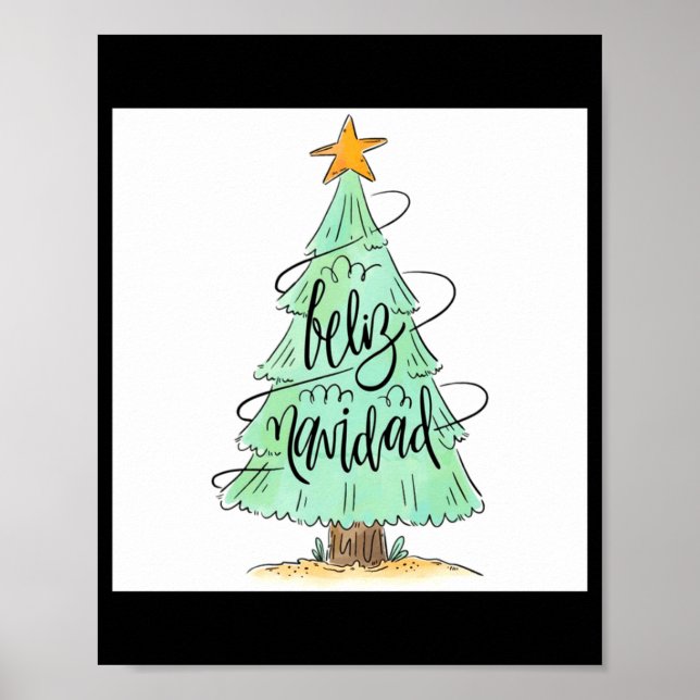 Poster Feliz Navidad Christmas Tree T Shirt  (Devant)