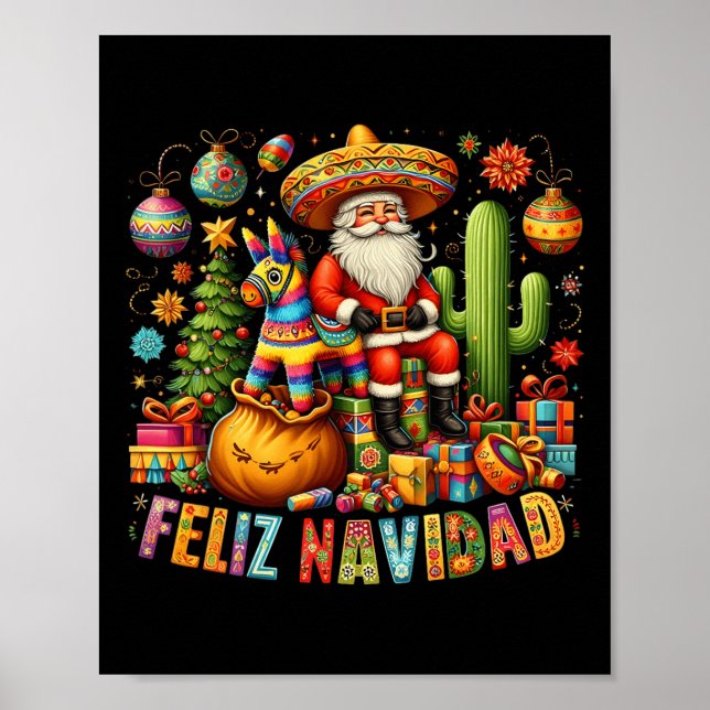Poster Feliz Navidad Mexican Funny Christmas Père Noël Fe (Devant)