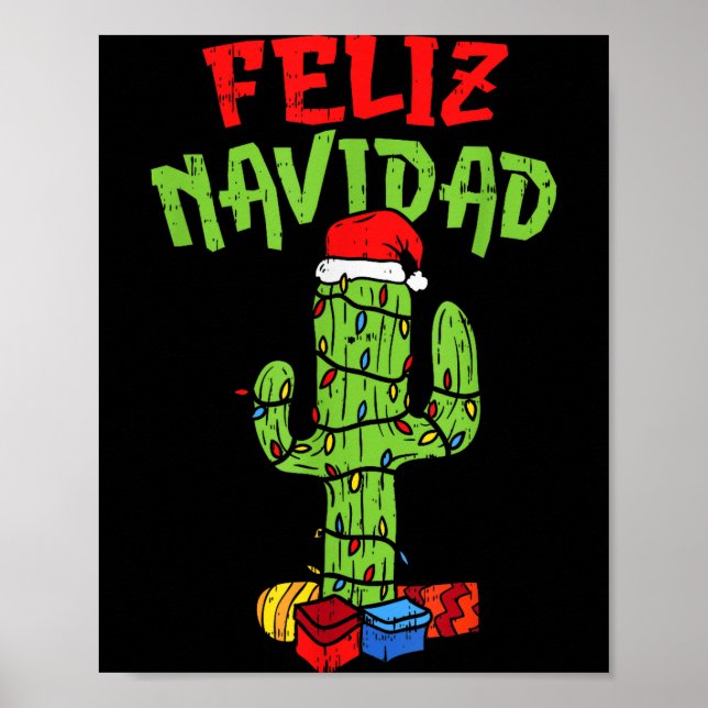 Poster Feliz Navidad Shirt Mexican Christmas Cactus Xmas  (Devant)
