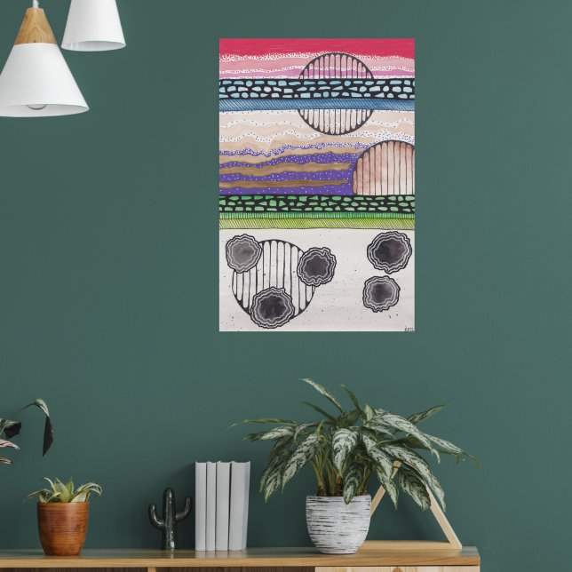 Poster Fell Top Imaginaire, peinture mixte originale (Salon 1)