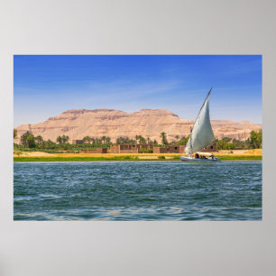 Poster Felucca Sailboat - The Nile, Luxor, Egypt