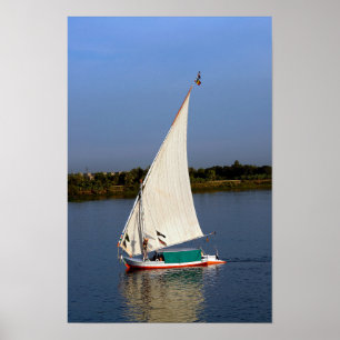 Poster Féluche naviguant le long du Nil - Assouan, Égypte