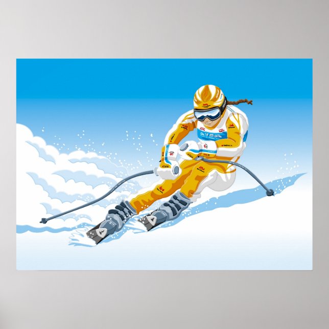 Poster Female Downhill Skier Winter Sport (Devant)