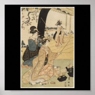 Poster Femelles japonaises pratiquant le tir à l'arc c. 1