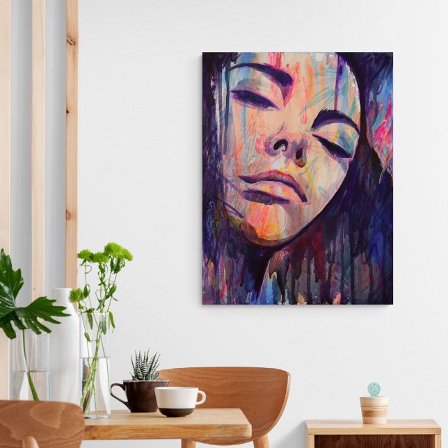 Poster Feminine Abstrait Violet Femme Scribble Art Imprim (Créateur téléchargé)