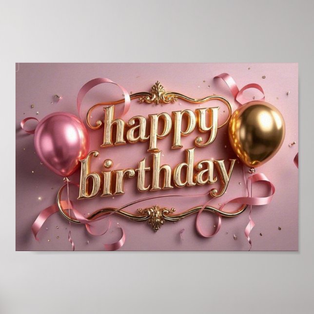 Poster Feminine anniversaire luxueux élégant extravagant (Devant)