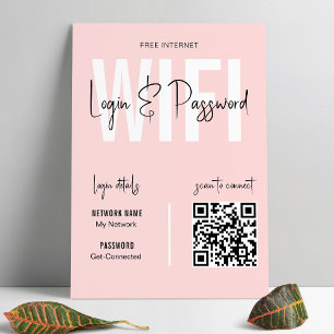 Poster Feminine Blush Pink WIFI Password Scan QR Code