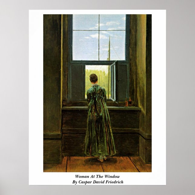 Poster Femme À La Fenêtre Par Caspar David Friedrich (Devant)