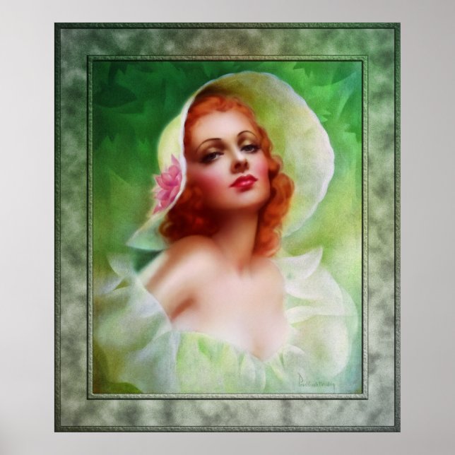 Poster Femme à tête rouge par Pearl Frush Brudon (Devant)