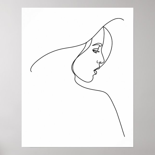 Poster Femme Abstraite minimaliste moderne dans l'art de  (Devant)