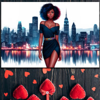 Femme Africaine Américaine ville élégante robe