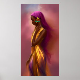 Poster Femme africaine fantasy magique cheveux colorés 4