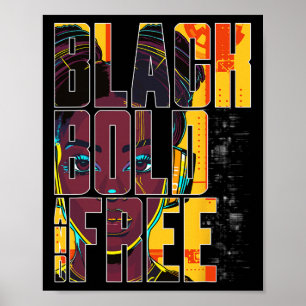 Poster Femme Afro-Américaine Forte, Noire et Libre 