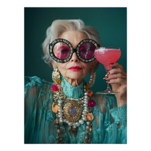 Poster Femme Âgée Glamour audacieuse mode de luxe