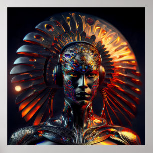 Poster Femme Alien Avec Coiffure En Métal