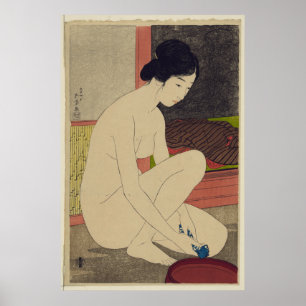 Poster Femme après bain - Réimpression d'art Vintage japo