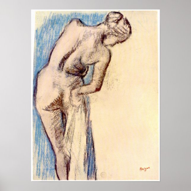 Poster Femme après le bain par Edgar Degas (Devant)