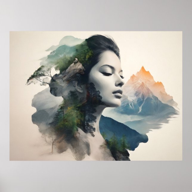 Poster Femme art double exposition (Devant)