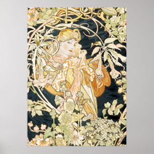 Poster Femme Art Nouveau époustouflante d'Alphonse Mucha