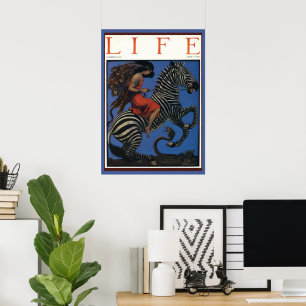 Poster Femme Art Nouveau Zèbre Vintage Life 1922