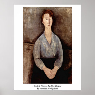 Poster Femme assise dans le chemisier bleu par Amedeo
