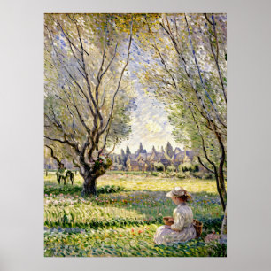 Poster Femme assise sous les saules