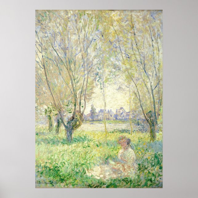 Poster Femme assise sous les saules - Claude Monet Fine A (Devant)