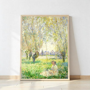 Poster Femme assise sous les saules par Claude Monet