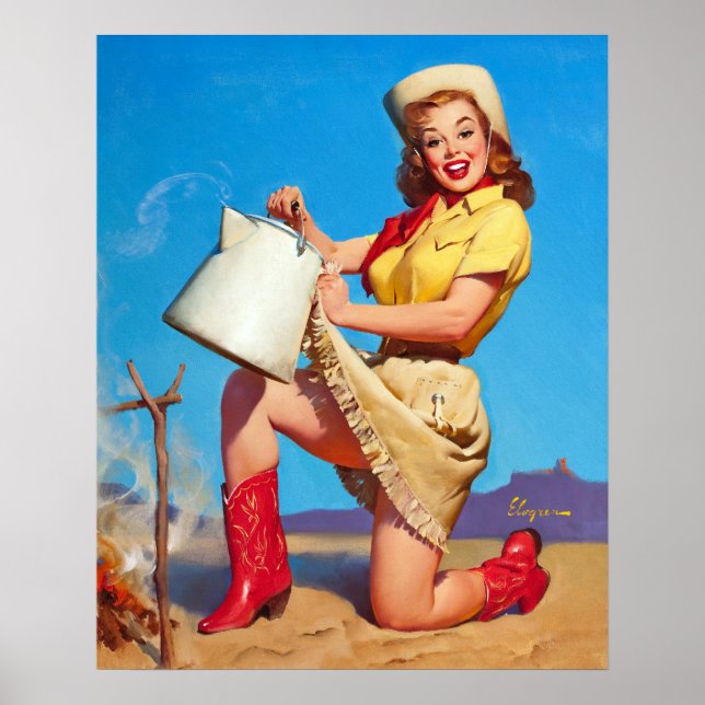 Poster Femme au café en haut (Devant)