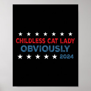 Poster Femme au chat sans enfants Évidemment drôle 2024 
