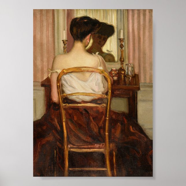 Poster Femme au miroir, Portrait Vintage (Devant)