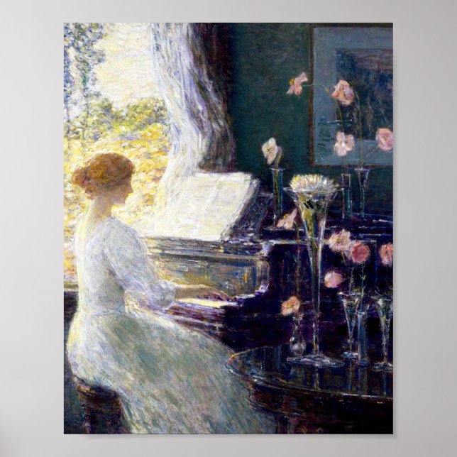 Poster Femme au piano par Childe Hassam (Devant)