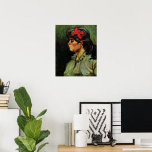 Poster Femme au ruban rouge Portrait par Vincent van Gogh