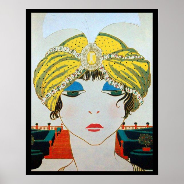 Poster FEMME AU TURBAN JAUNE ORIENTAL / Beauté Mode (Devant)