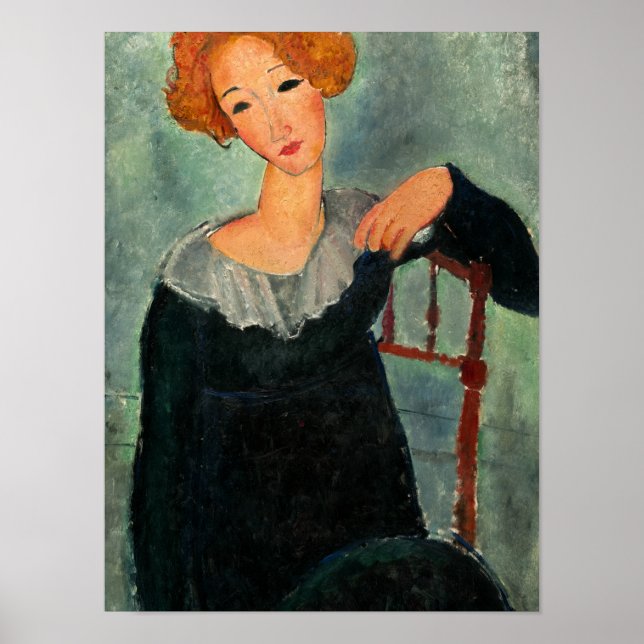 Poster Femme aux cheveux rouges, 1917 par Amedeo Modiglia (Devant)
