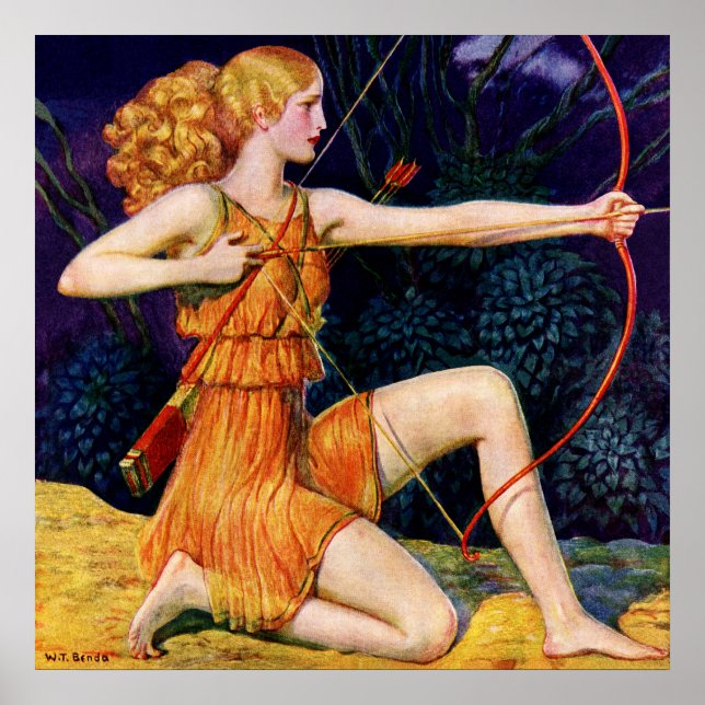 Poster femme avec arc (Devant)