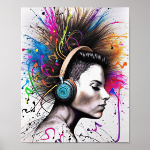 Poster Femme avec casque