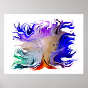 Poster Femme avec cheval