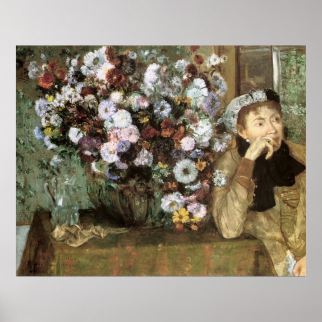 Poster Femme Avec Chrysanthemum (Devant)