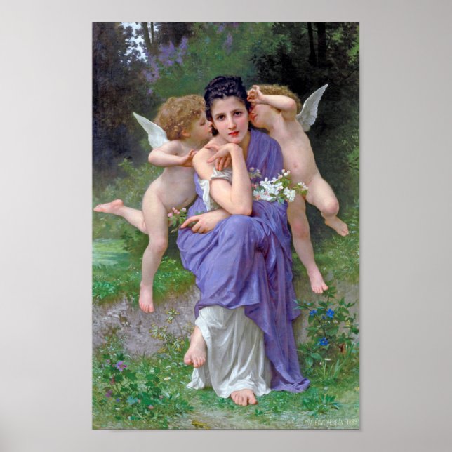 Poster Femme avec Cupidon, Bouguereau (Devant)