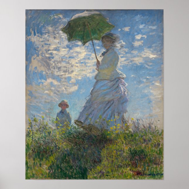 Poster Femme avec parasol - Madame Monet et son fils (Devant)