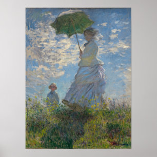 Poster Femme avec parasol - Madame Monet et son fils