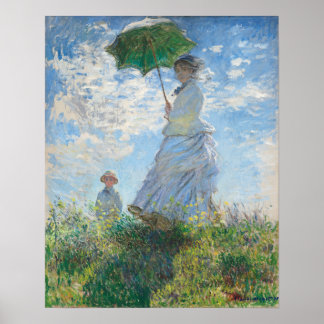 Poster Femme avec Parasol Madame Monet et son fils
