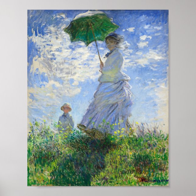 Poster Femme avec Parasol, Madame Monet et Son Fils (Devant)