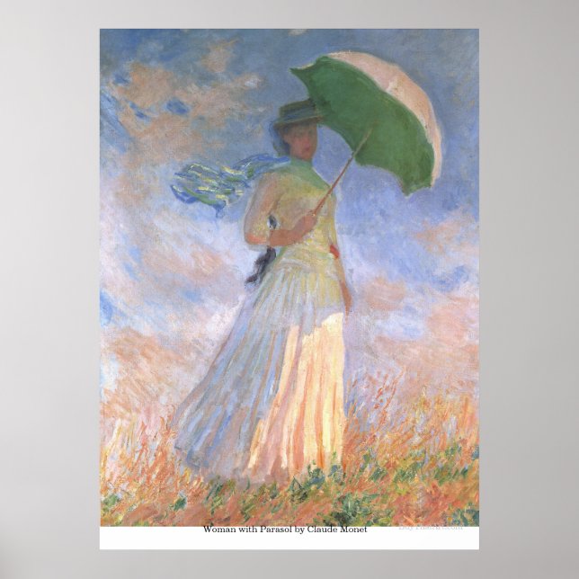 Poster Femme avec parasol par Claude Monet (Devant)