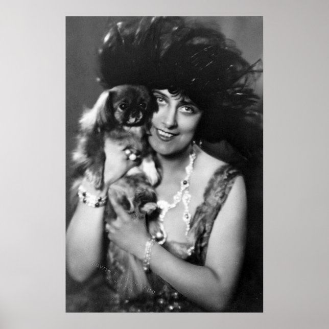 Poster Femme avec Pekingese, années 1920 (Devant)