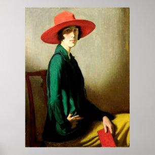 Poster Femme avec un Casquette rouge